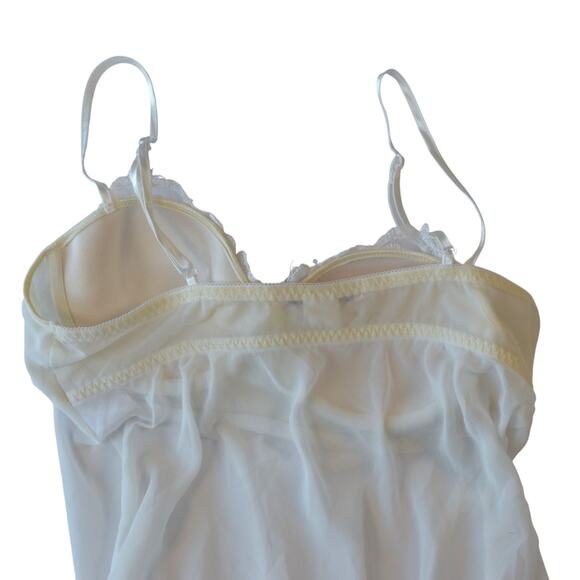 Linea Donatella White Lace Beaded Chiffon Babydoll Top M - Picture 6 of 7